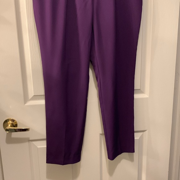 NEW YORK &CO PURPLE PANTS SZ 10 NWTG BELT LOOPS PLEATED FRONT ZIP/POCKETS - Picture 2 of 7